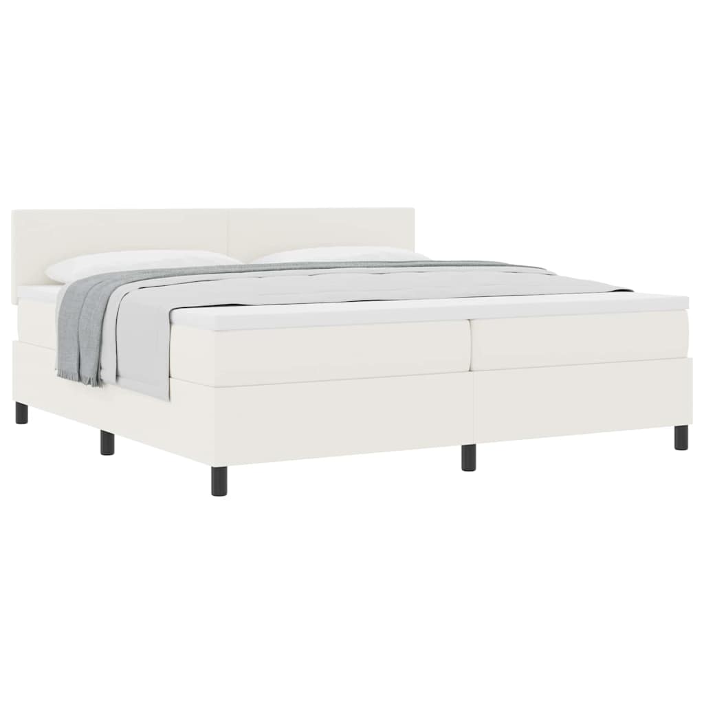 Box spring seng Creme og hvid 200 x 200 cm Velourstof