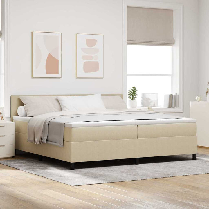 Box spring seng Lys Grå og Hvid 200 x 200 cm Velourstof