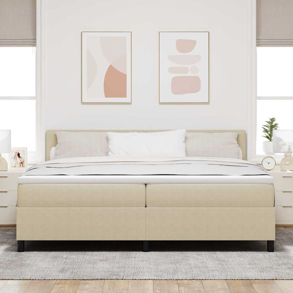 Box spring seng Lys Grå og Hvid 200 x 200 cm Velourstof