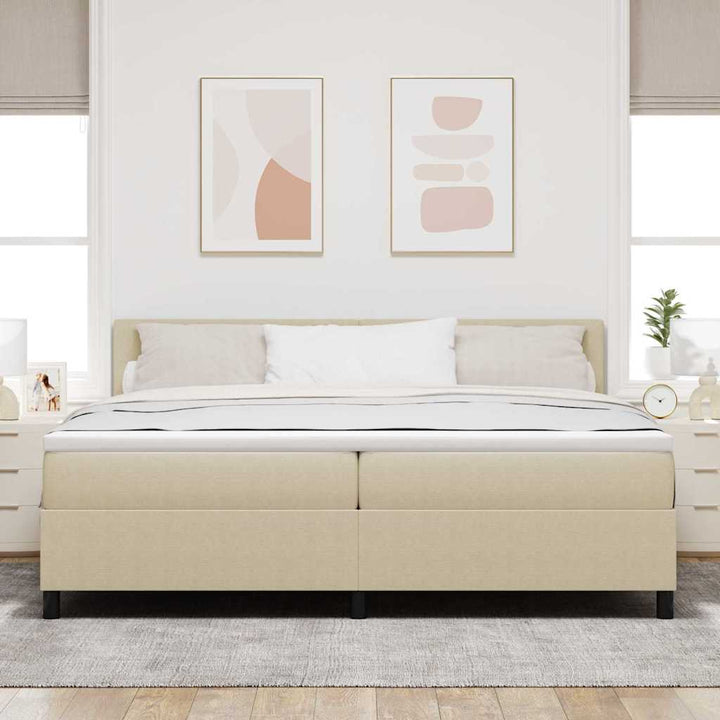 Box spring seng Lys Grå og Hvid 200 x 200 cm Velourstof