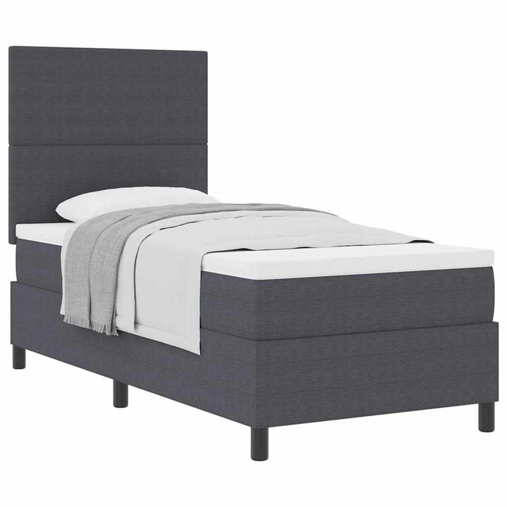 Box spring seng Mørkegrå og Hvid 80 x 200 cm Velourstof