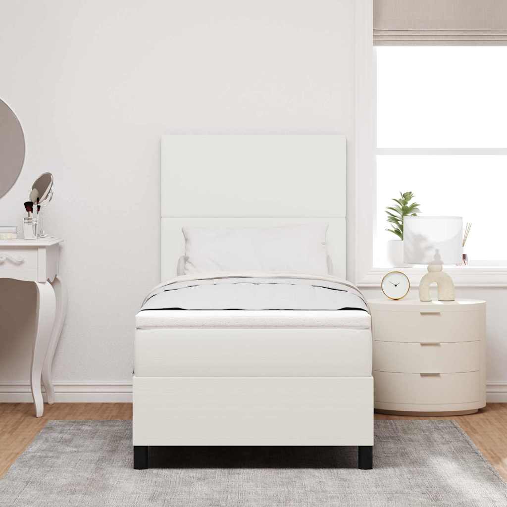 Box spring seng Creme og hvid 80 x 200 cm Velourstof