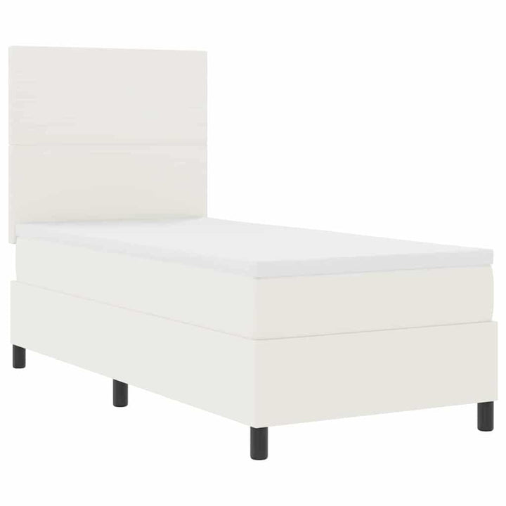 Box spring seng Creme og hvid 80 x 200 cm Velourstof