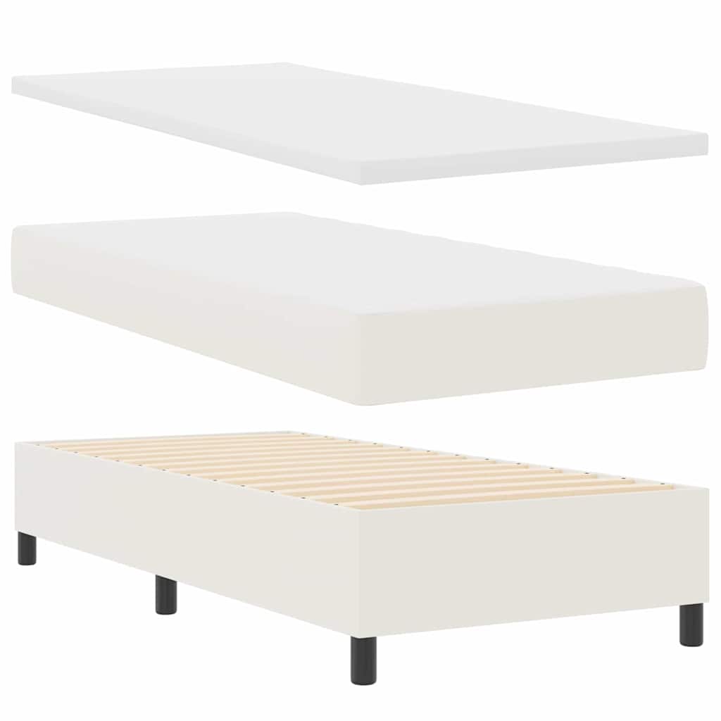 Box spring seng Creme og hvid 80 x 200 cm Velourstof