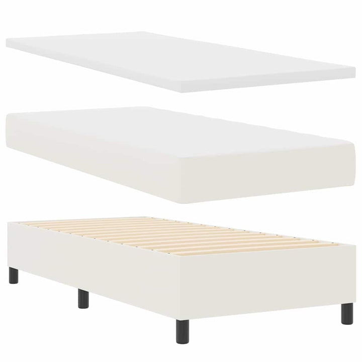 Box spring seng Creme og hvid 80 x 200 cm Velourstof