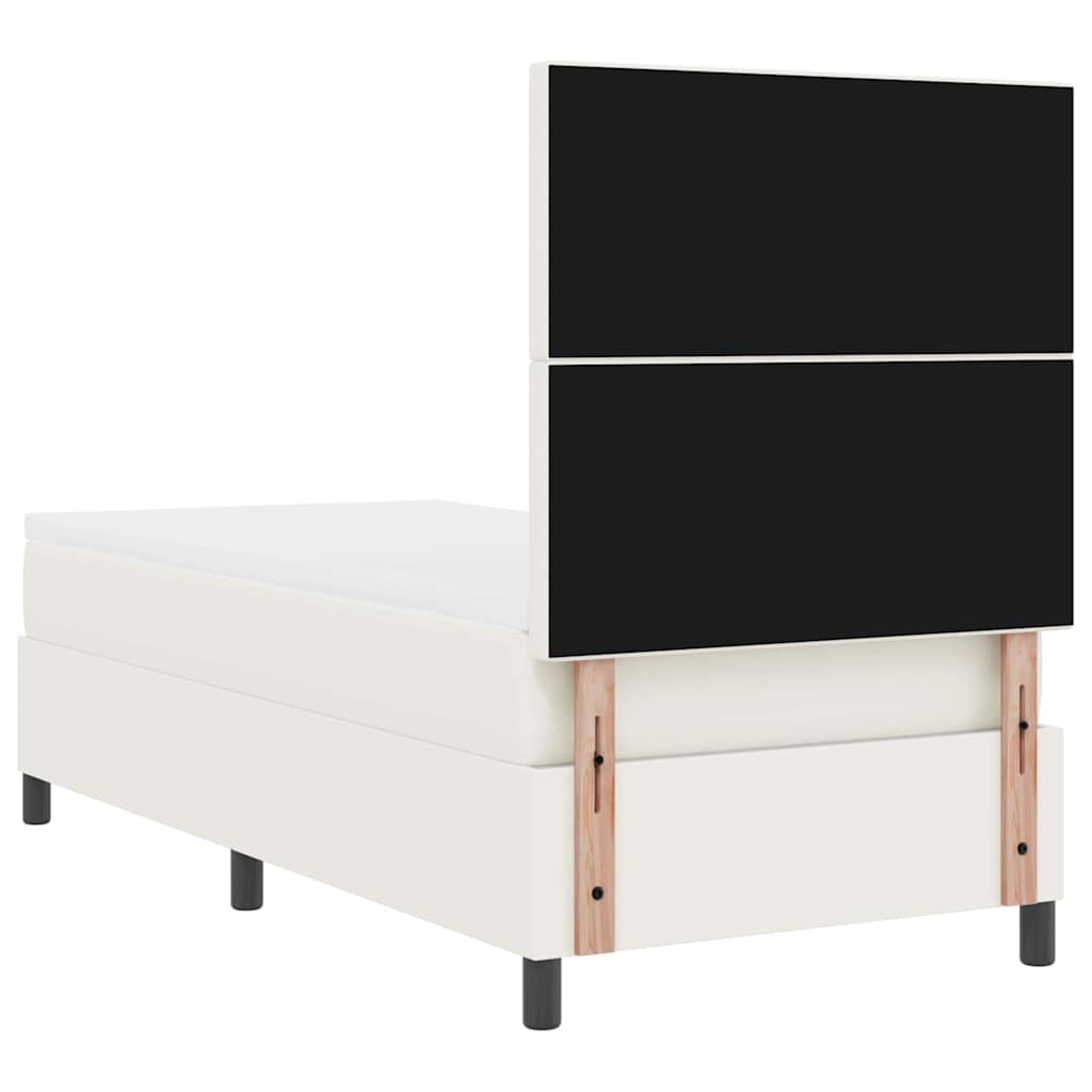 Box spring seng Creme og hvid 80 x 200 cm Velourstof
