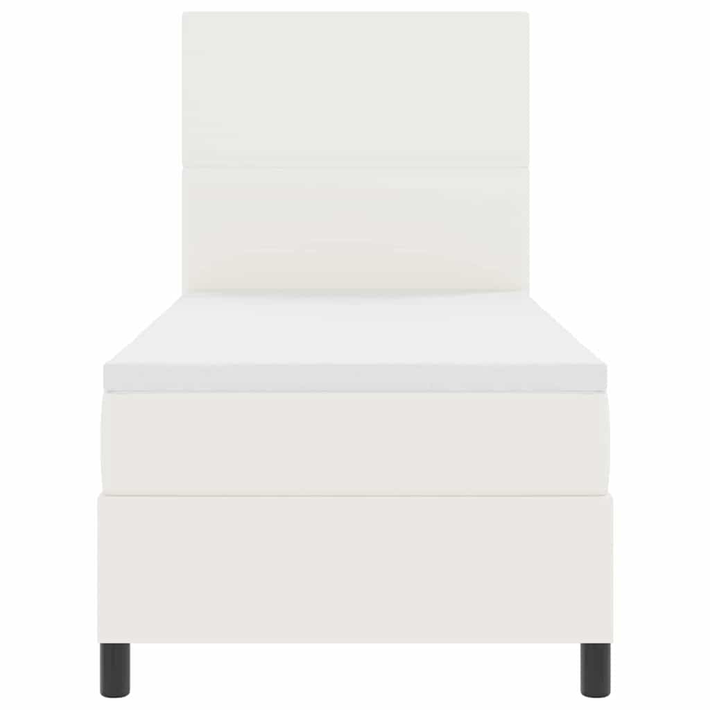 Box spring seng Creme og hvid 80 x 200 cm Velourstof