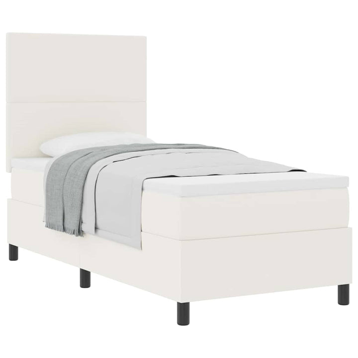 Box spring seng Creme og hvid 80 x 200 cm Velourstof