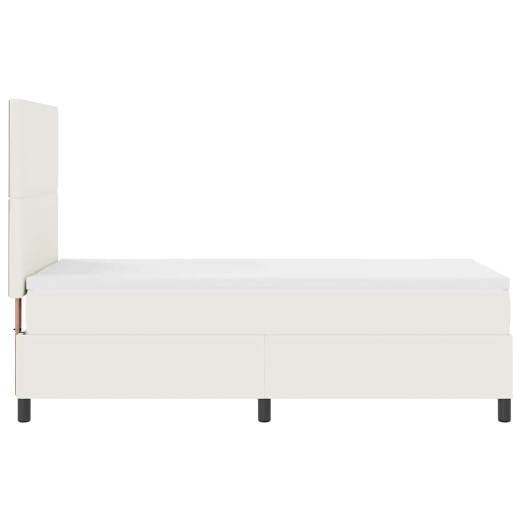 Box spring seng Creme og hvid 80 x 200 cm Velourstof