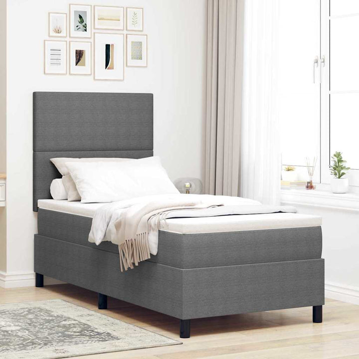 Box spring seng Lys Grå og Hvid 90 x 190 cm Velourstof