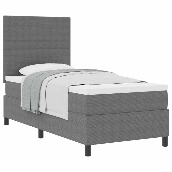 Box spring seng Lys Grå og Hvid 90 x 190 cm Velourstof