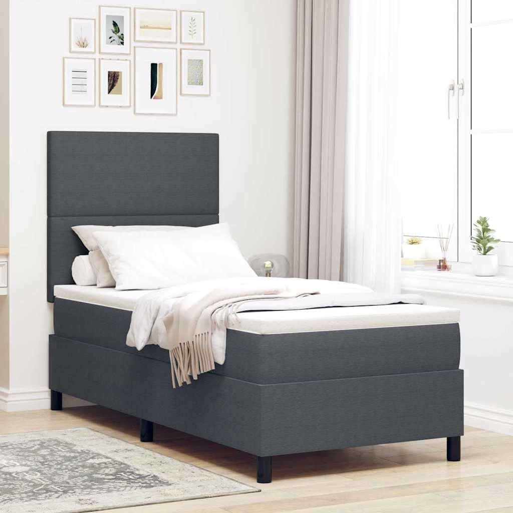 Box spring seng Mørkegrå og Hvid 90 x 190 cm Velourstof