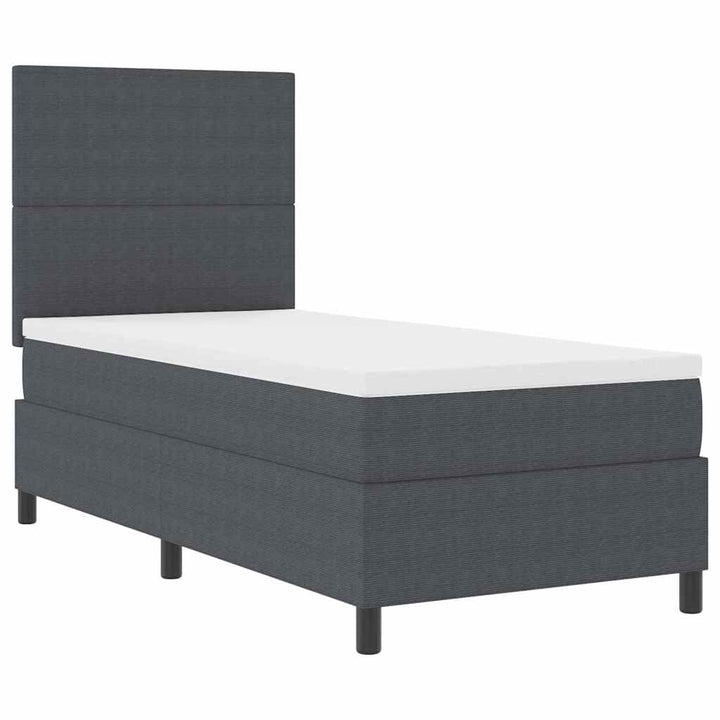 Box spring seng Mørkegrå og Hvid 90 x 190 cm Velourstof