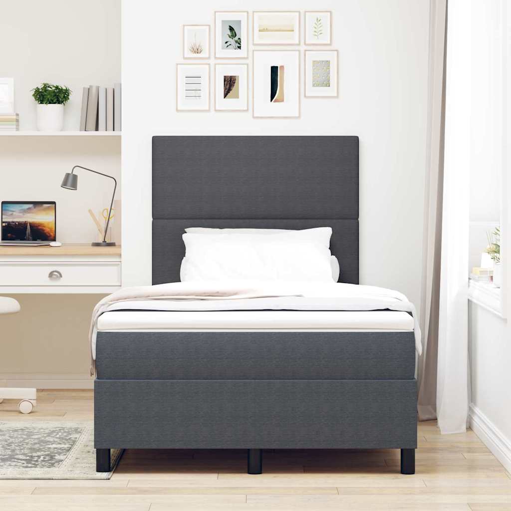 Box spring seng Mørkegrå og Hvid 120 x 190 cm Velourstof