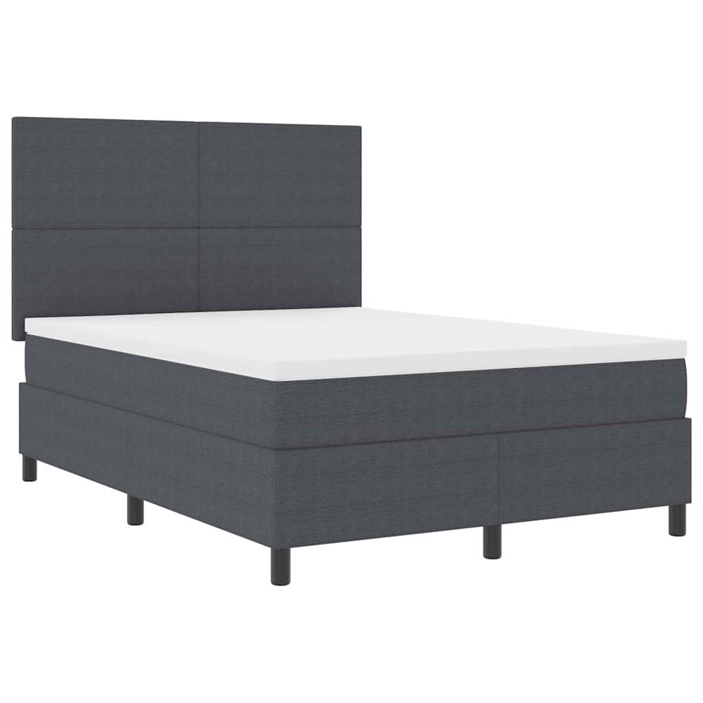 Box spring seng Mørkegrå og Hvid 140 x 190 cm Velourstof