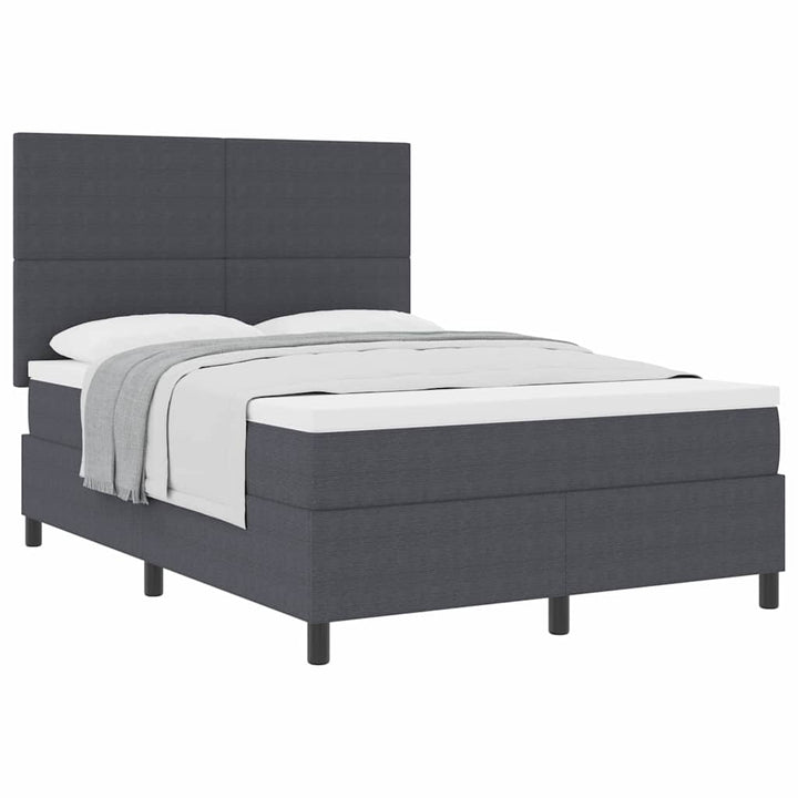 Box spring seng Mørkegrå og Hvid 140 x 190 cm Velourstof