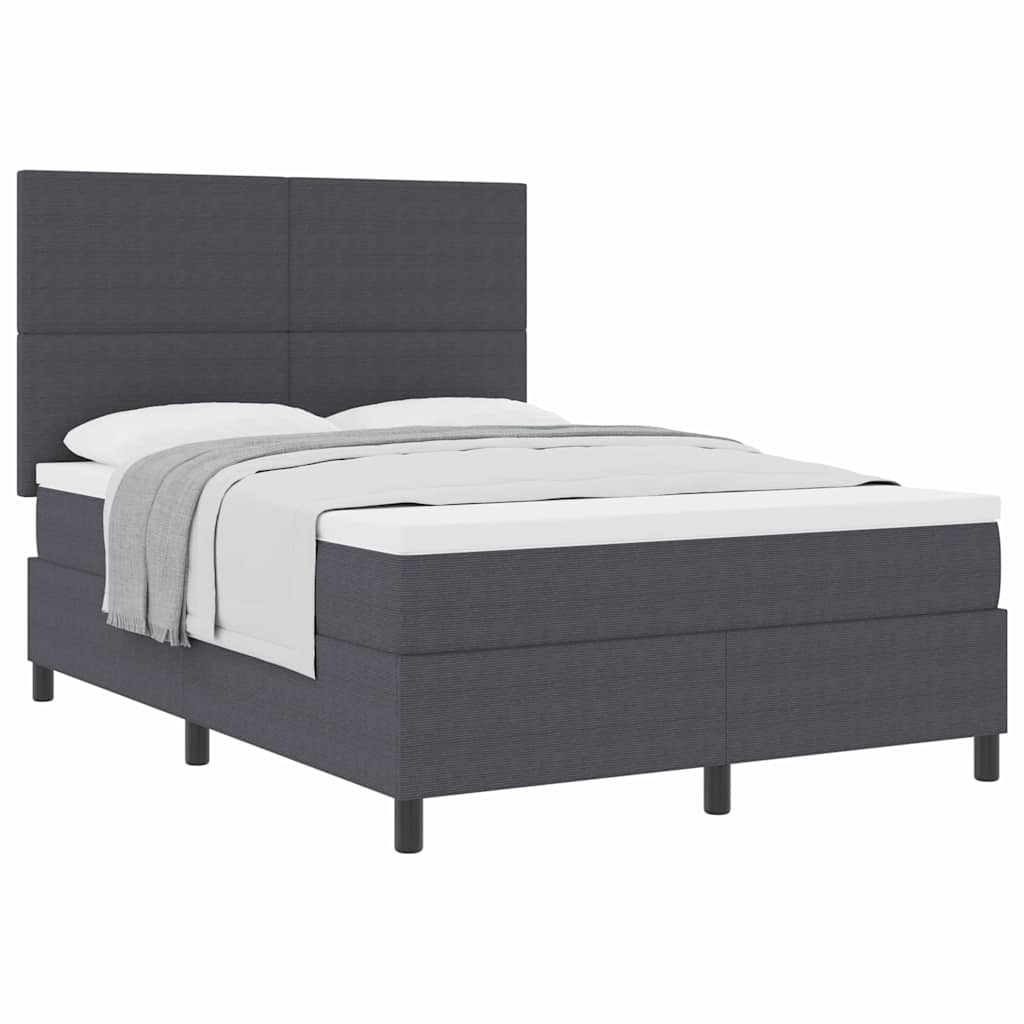 Box spring seng Mørkegrå og Hvid 140 x 200 cm Velourstof