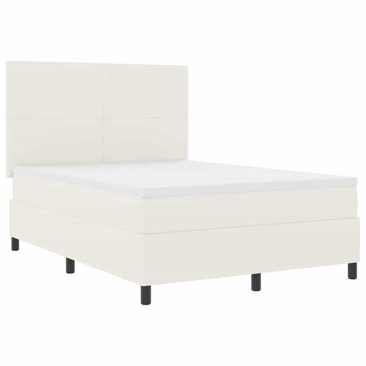 Box spring seng Creme og hvid 160 x 200 cm Velourstof