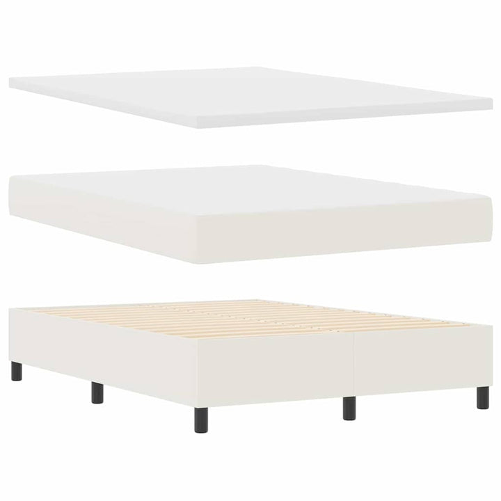 Box spring seng Creme og hvid 160 x 200 cm Velourstof