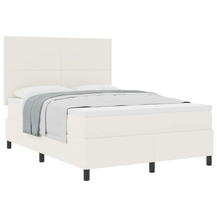 Box spring seng Creme og hvid 160 x 200 cm Velourstof