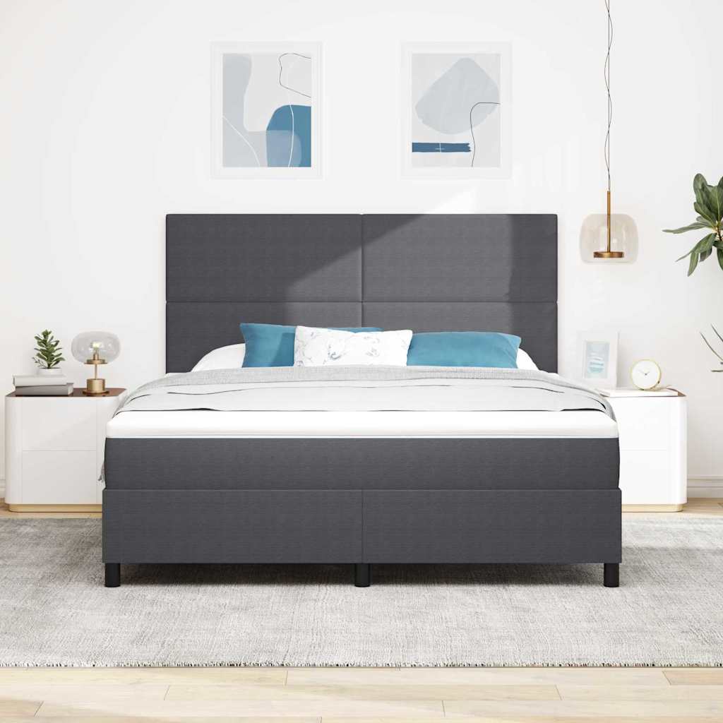 Box spring seng Mørkegrå og Hvid 180 x 200 cm Velourstof