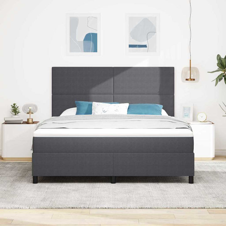 Box spring seng Mørkegrå og Hvid 180 x 200 cm Velourstof