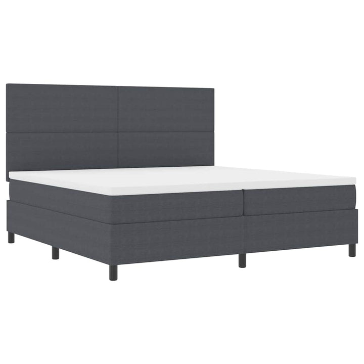 Box spring seng Mørkegrå og Hvid 200 x 200 cm Velourstof