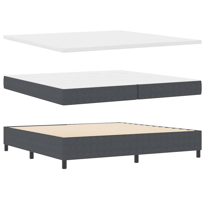 Box spring seng Mørkegrå og Hvid 200 x 200 cm Velourstof