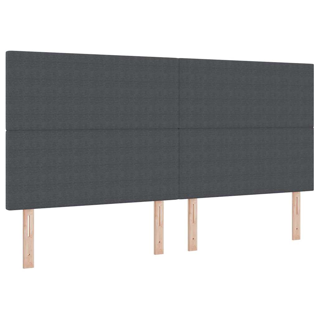 Box spring seng Mørkegrå og Hvid 200 x 200 cm Velourstof