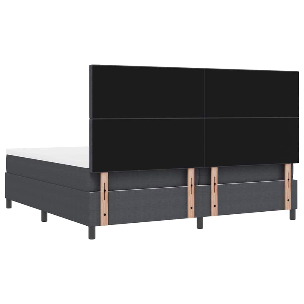 Box spring seng Mørkegrå og Hvid 200 x 200 cm Velourstof