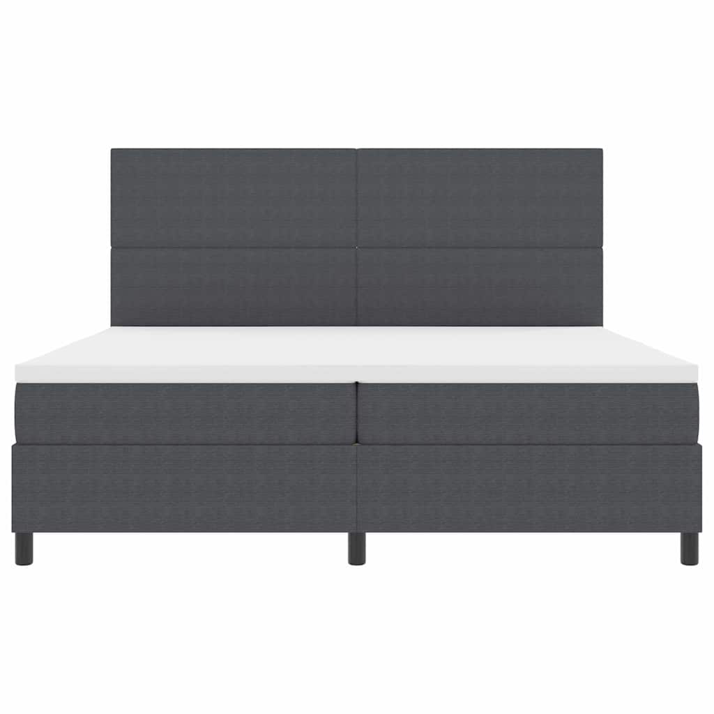 Box spring seng Mørkegrå og Hvid 200 x 200 cm Velourstof