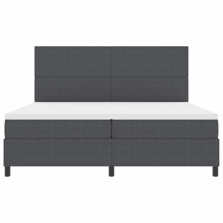 Box spring seng Mørkegrå og Hvid 200 x 200 cm Velourstof
