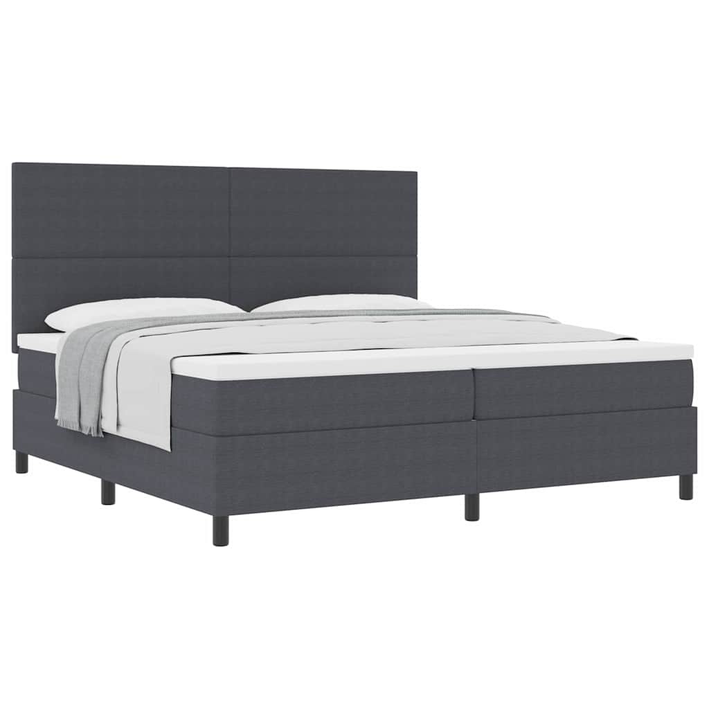 Box spring seng Mørkegrå og Hvid 200 x 200 cm Velourstof