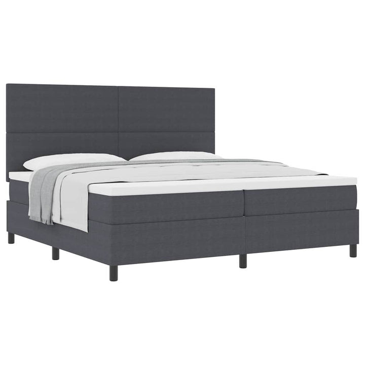Box spring seng Mørkegrå og Hvid 200 x 200 cm Velourstof
