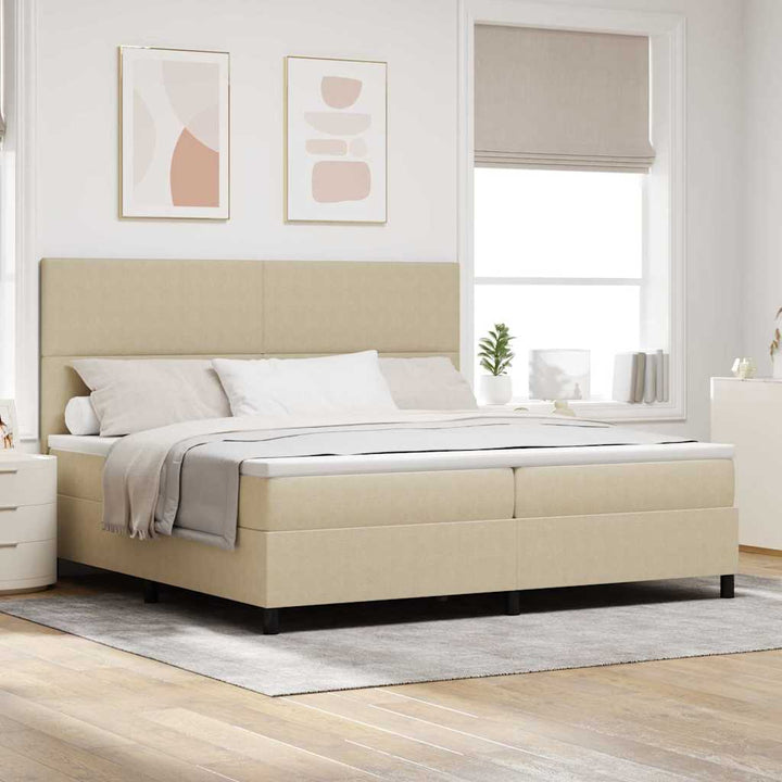 Box spring seng Lys Grå og Hvid 200 x 200 cm Velourstof