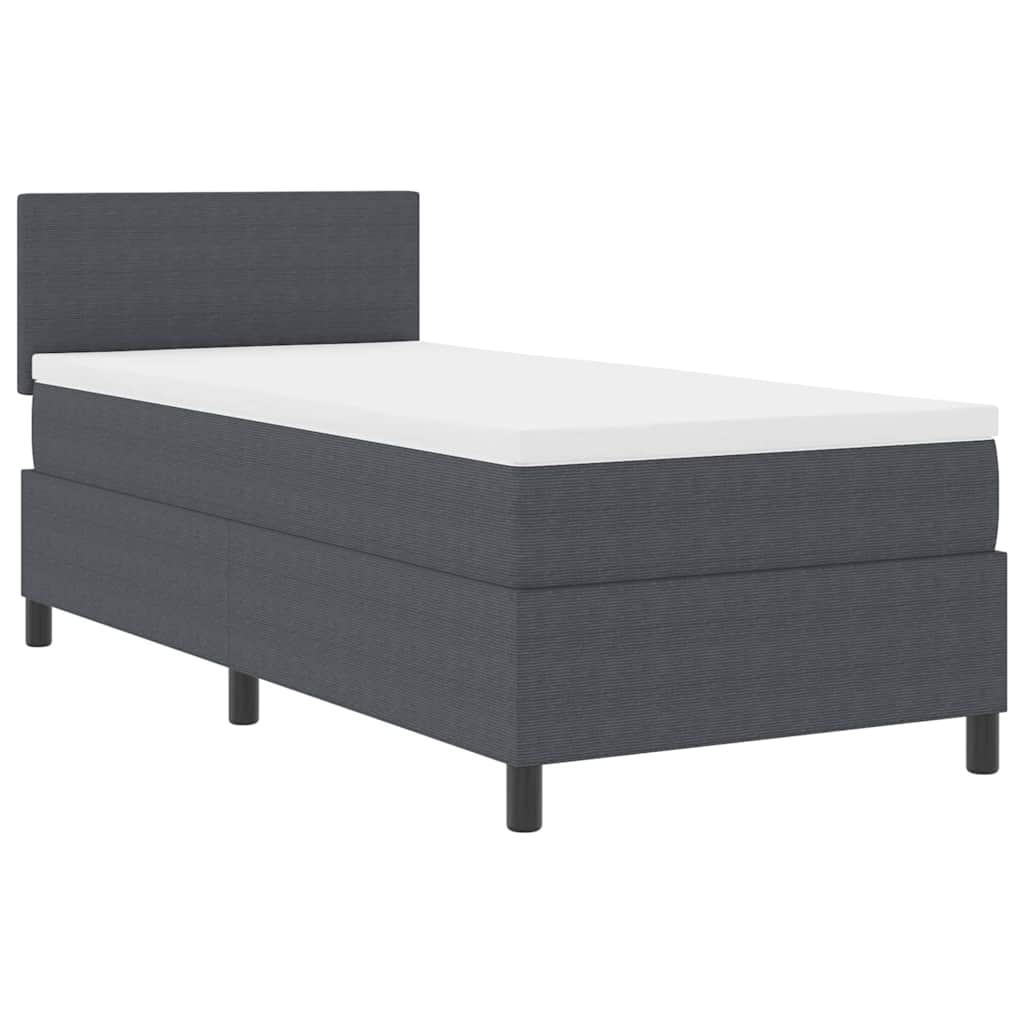 LED Box Spring Bed Mørkegrå og Hvid 90 x 190 cm Velourstof