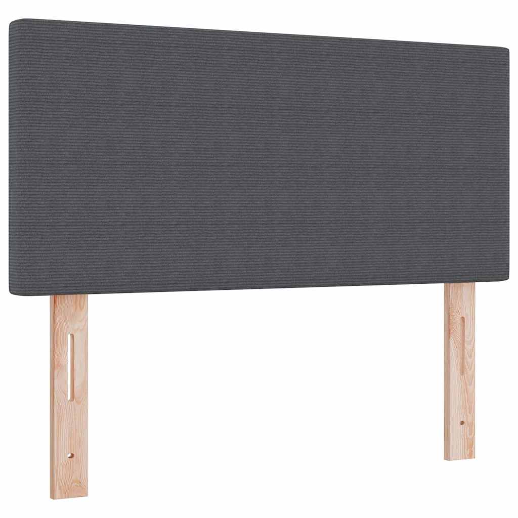 LED Box Spring Bed Mørkegrå og Hvid 90 x 190 cm Velourstof