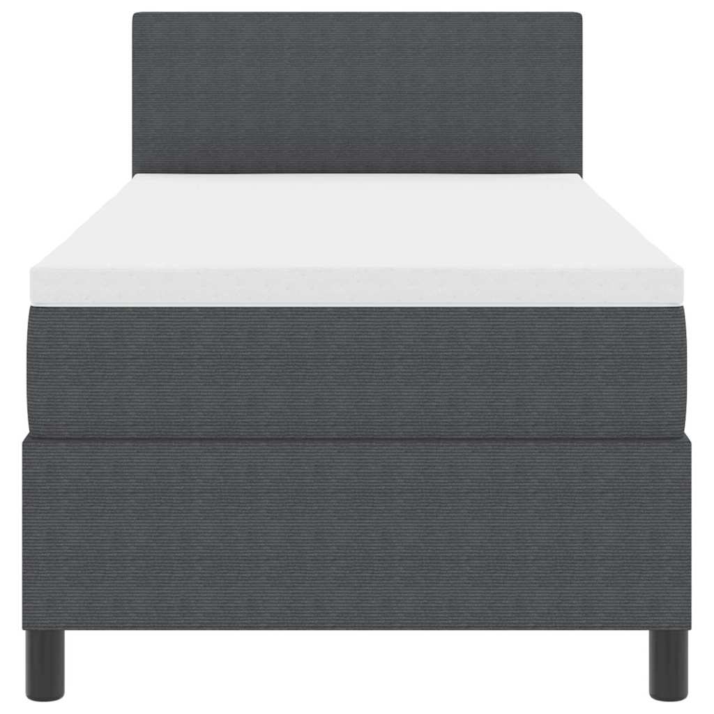 LED Box Spring Bed Mørkegrå og Hvid 90 x 190 cm Velourstof