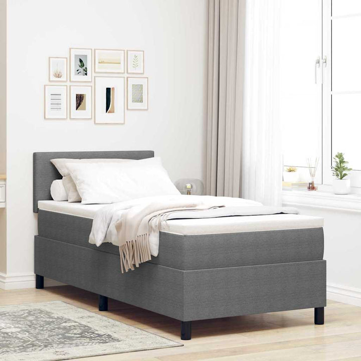 LED Box Spring Bed Lys Grå og Hvid 100 x 200 cm Velourstof