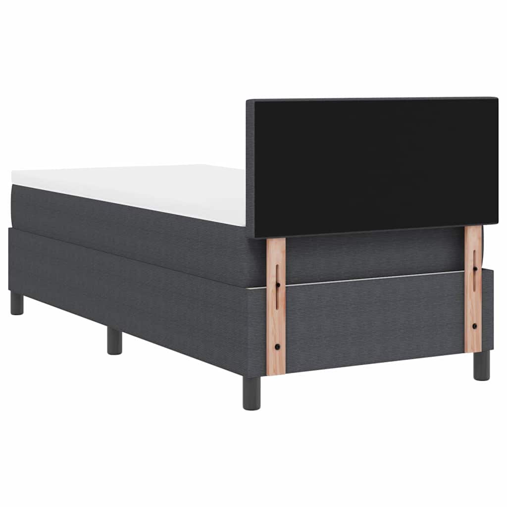 LED Box Spring Bed Mørkegrå og Hvid 100 x 200 cm Velourstof