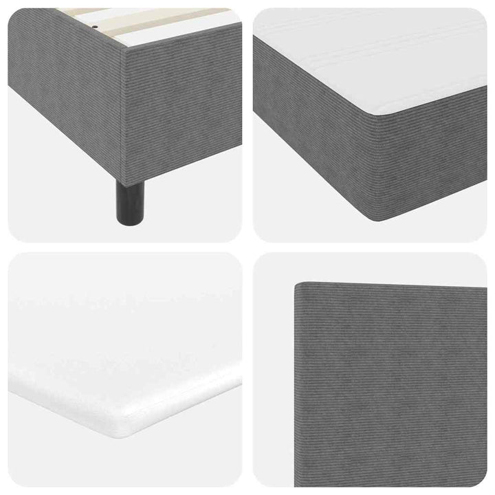 LED Box Spring Bed Lys Grå og Hvid 120 x 190 cm Velourstof