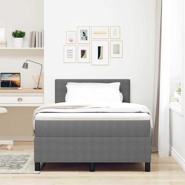 LED Box Spring Bed Lys Grå og Hvid 120 x 190 cm Velourstof