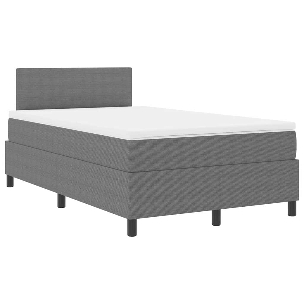 LED Box Spring Bed Lys Grå og Hvid 120 x 190 cm Velourstof