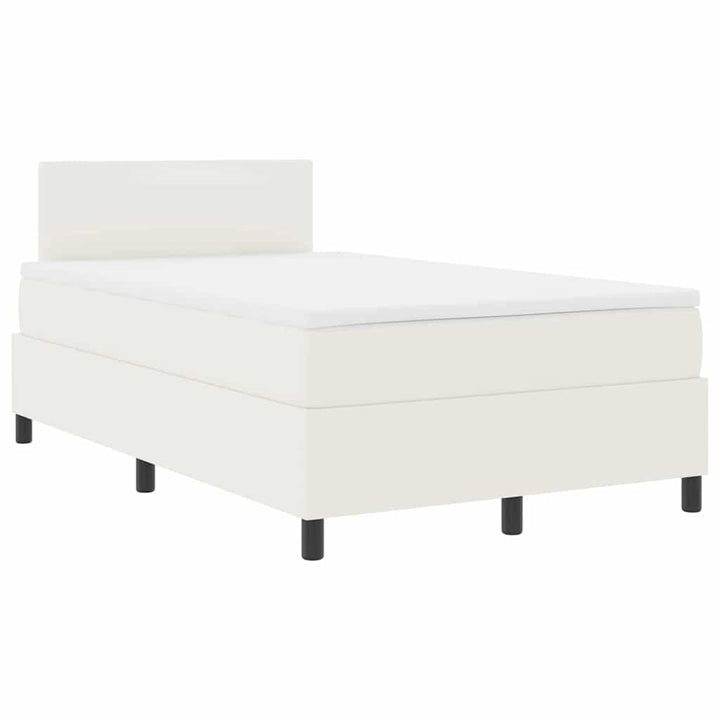 LED Box Spring Bed Creme og hvid 120 x 190 cm Velourstof