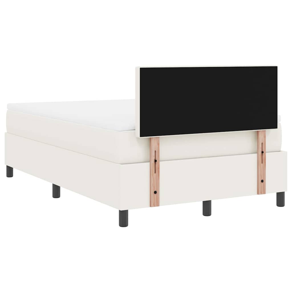 LED Box Spring Bed Creme og hvid 120 x 190 cm Velourstof