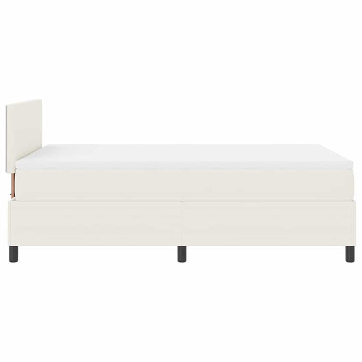 LED Box Spring Bed Creme og hvid 120 x 190 cm Velourstof