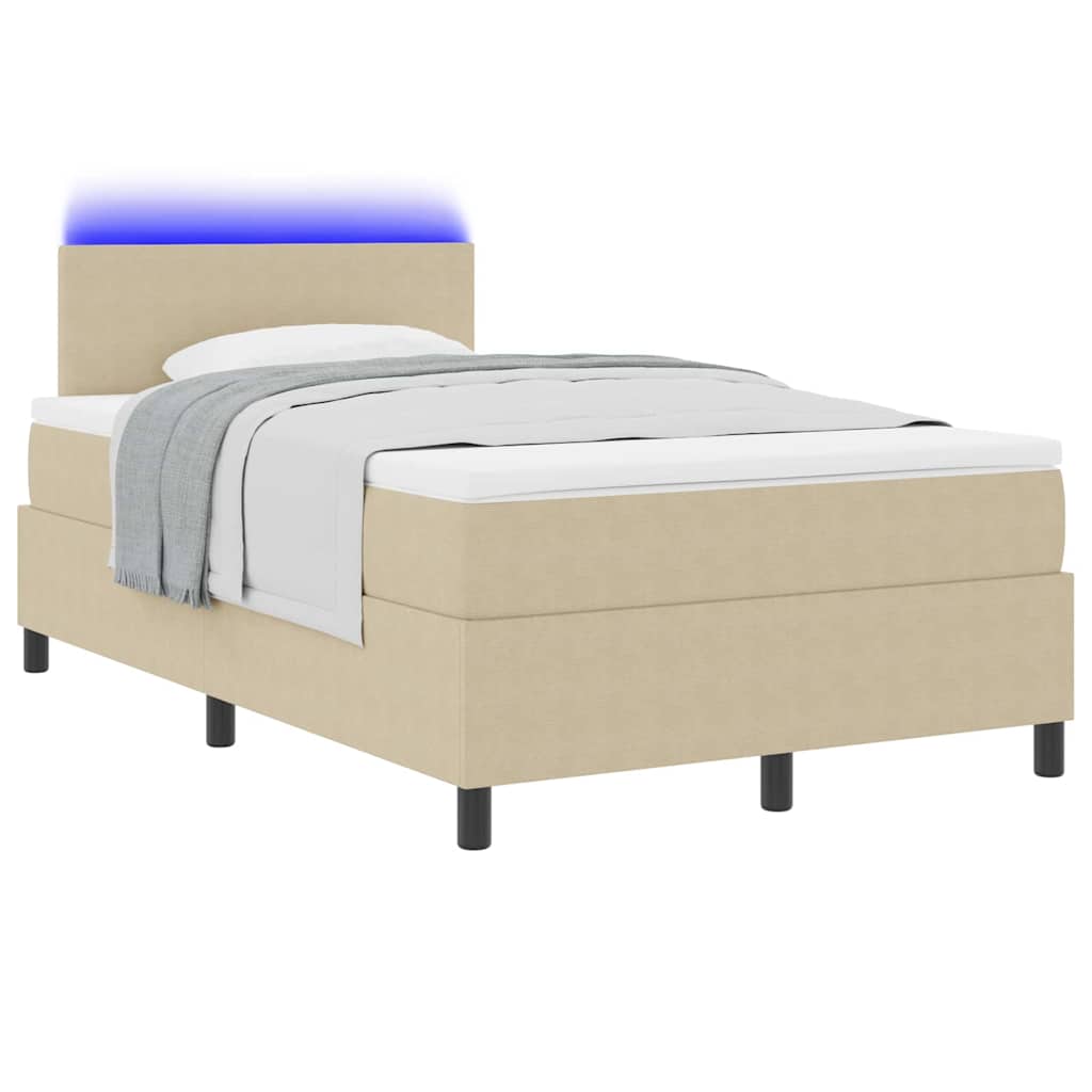 LED Box Spring Bed Lys Grå og Hvid 120 x 190 cm Velourstof