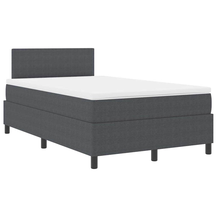 LED Box Spring Bed Mørkegrå og Hvid 120 x 200 cm Velourstof