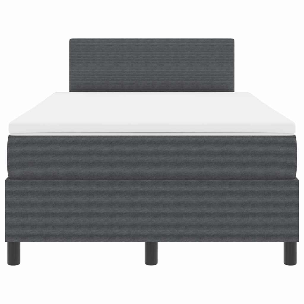 LED Box Spring Bed Mørkegrå og Hvid 120 x 200 cm Velourstof