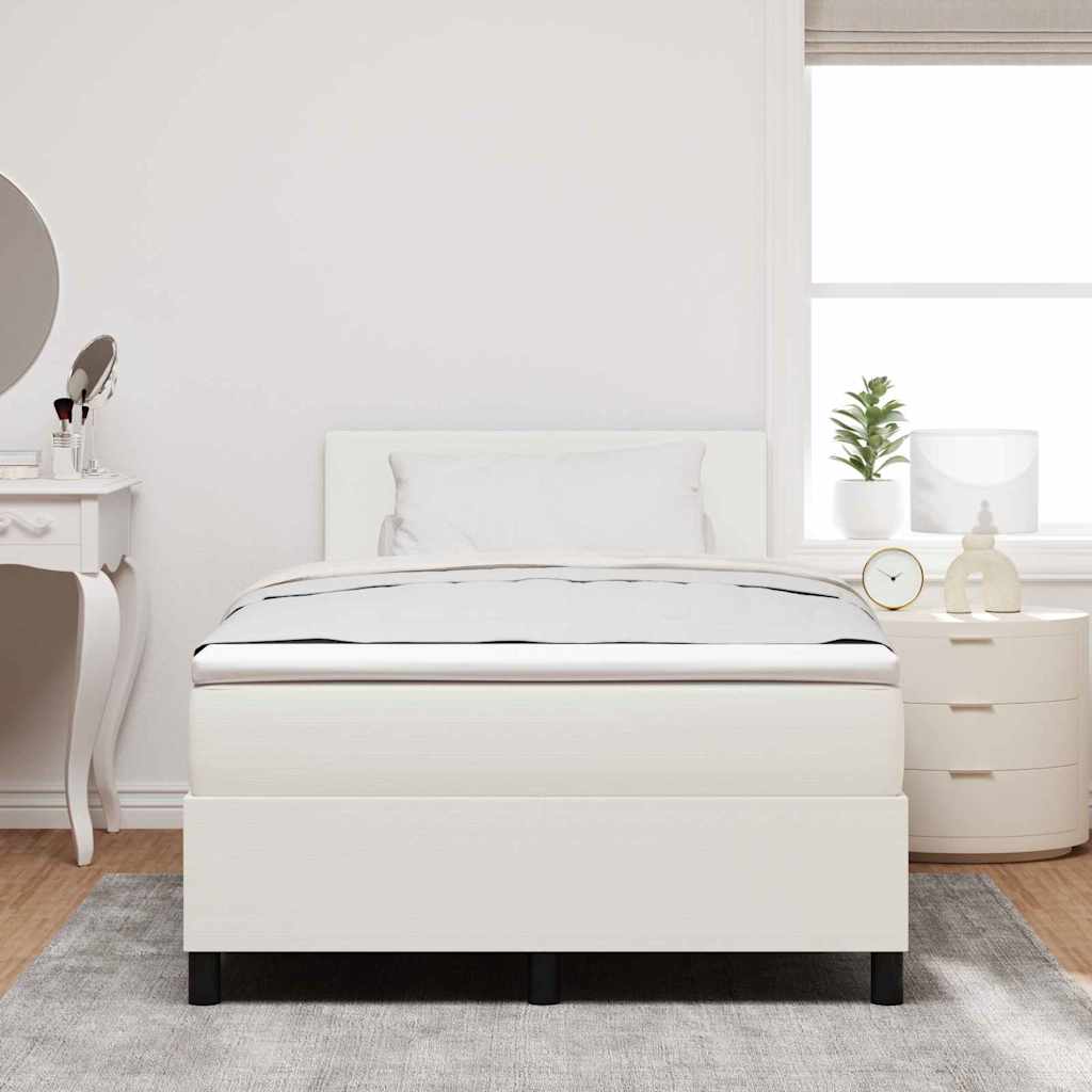 LED Box Spring Bed Creme og hvid 120 x 200 cm Velourstof